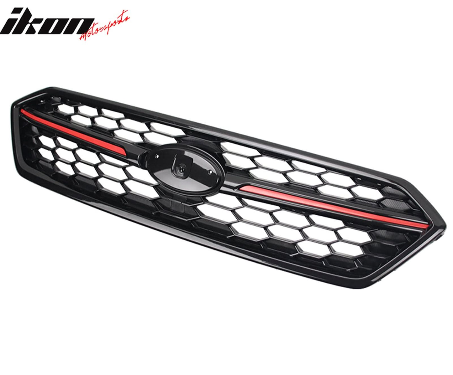 2018-2021 Subaru WRX Gloss Black W/ Red STI Style Front Grille ABS
