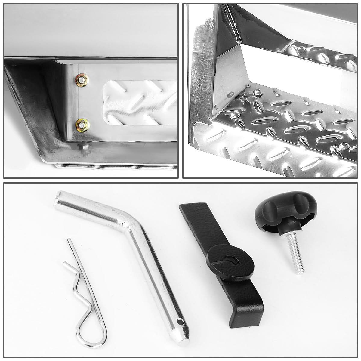 2 Inch Receiver Hitch Step with 3.25 Inch Square Chrome Platform