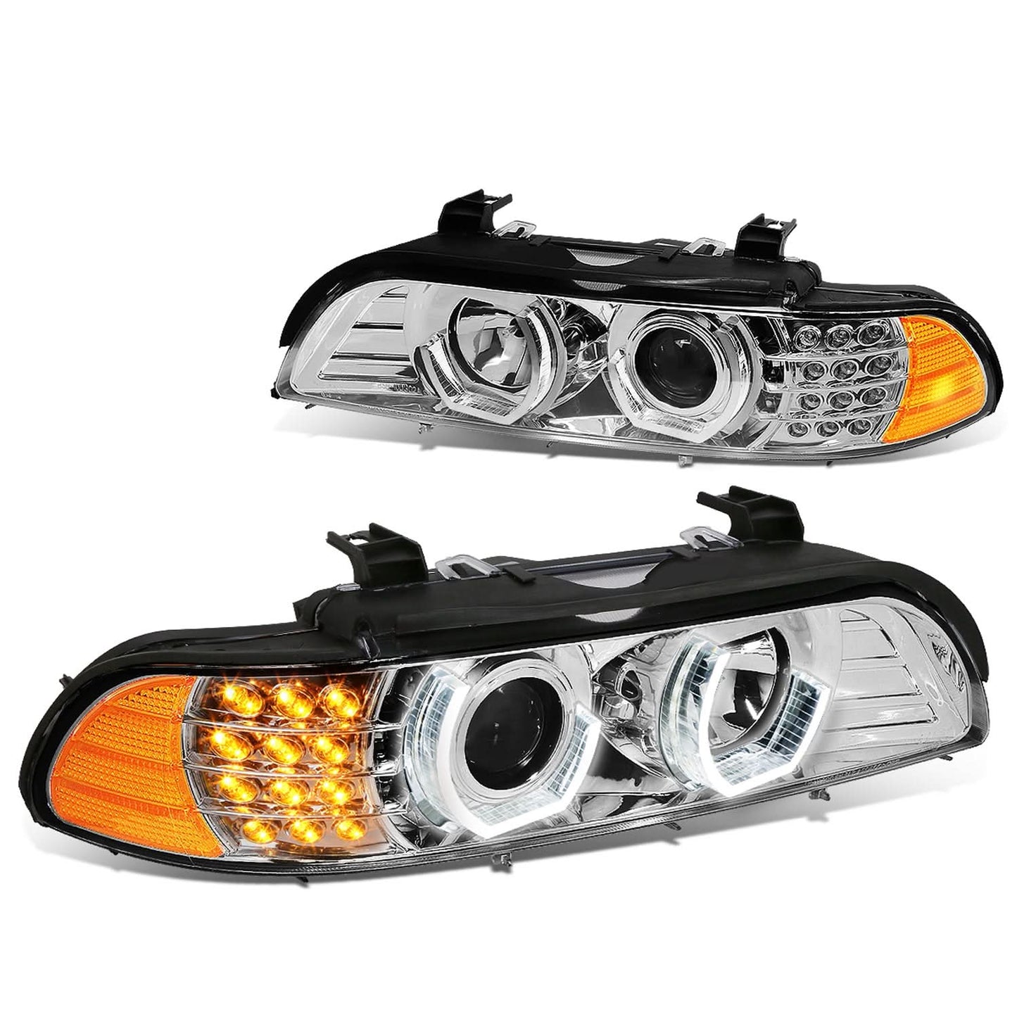 96-03 BMW E39 5-Series 3D Crystal Halo Projector LED Headlights