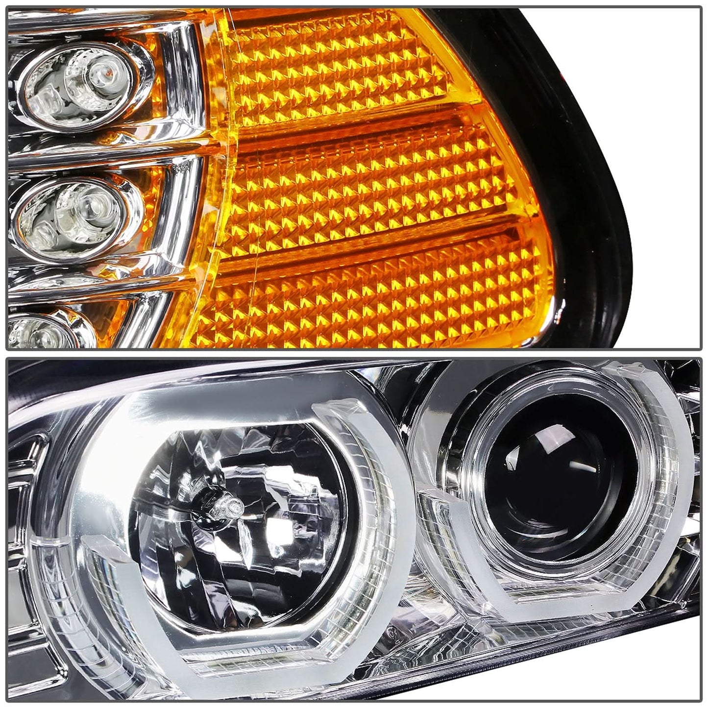 96-03 BMW E39 5-Series 3D Crystal Halo Projector LED Headlights