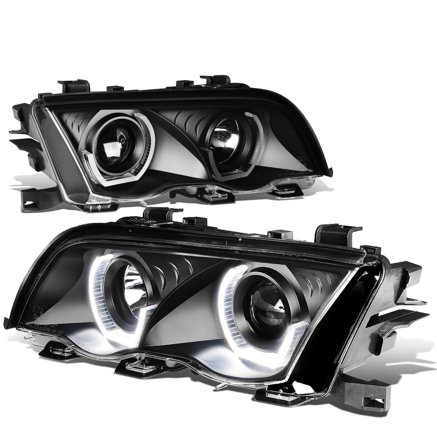 99-01 BMW 3-Series 3D Crystal Halo Projector LED Headlights Black