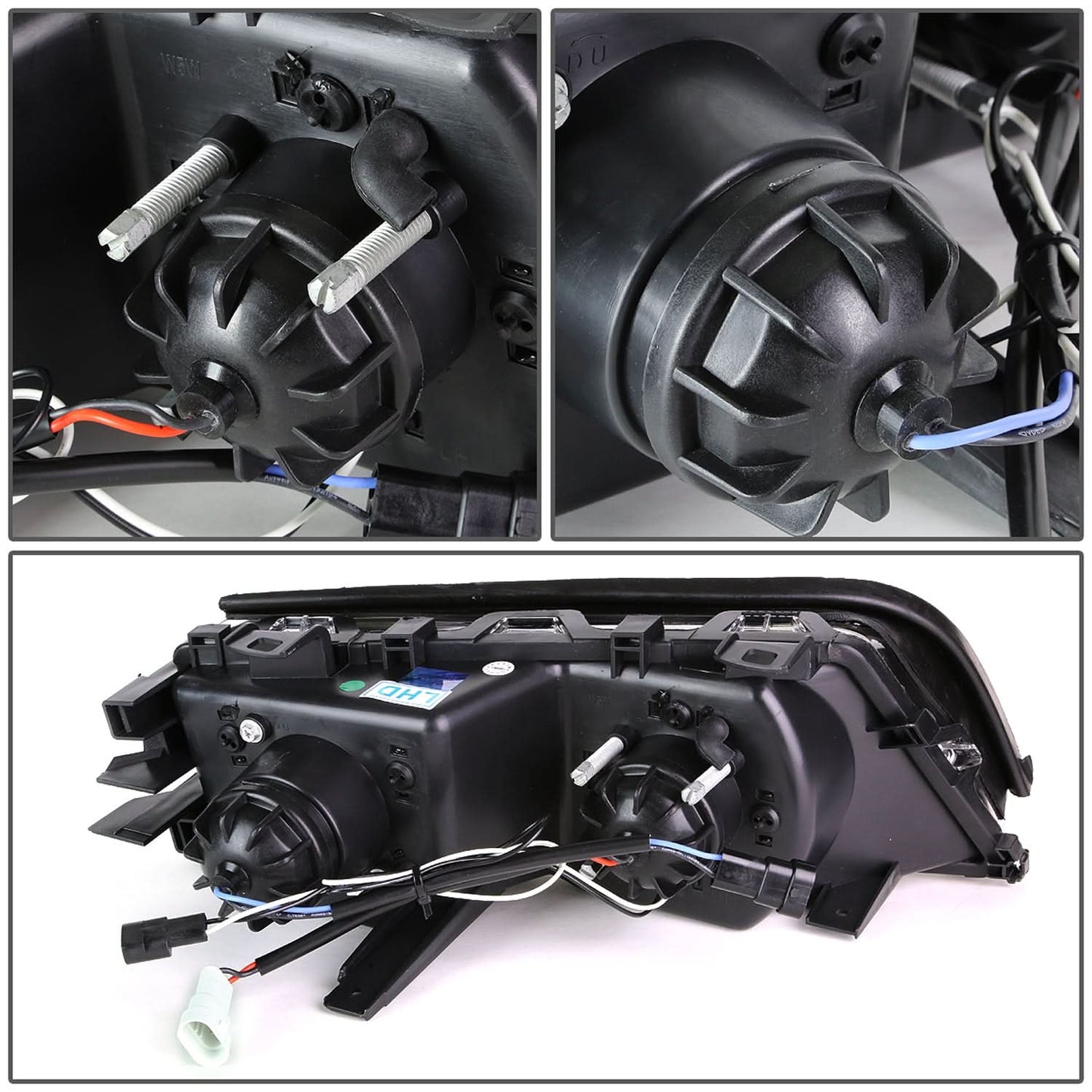 99-01 BMW 3-Series 3D Crystal Halo Projector LED Headlights Black