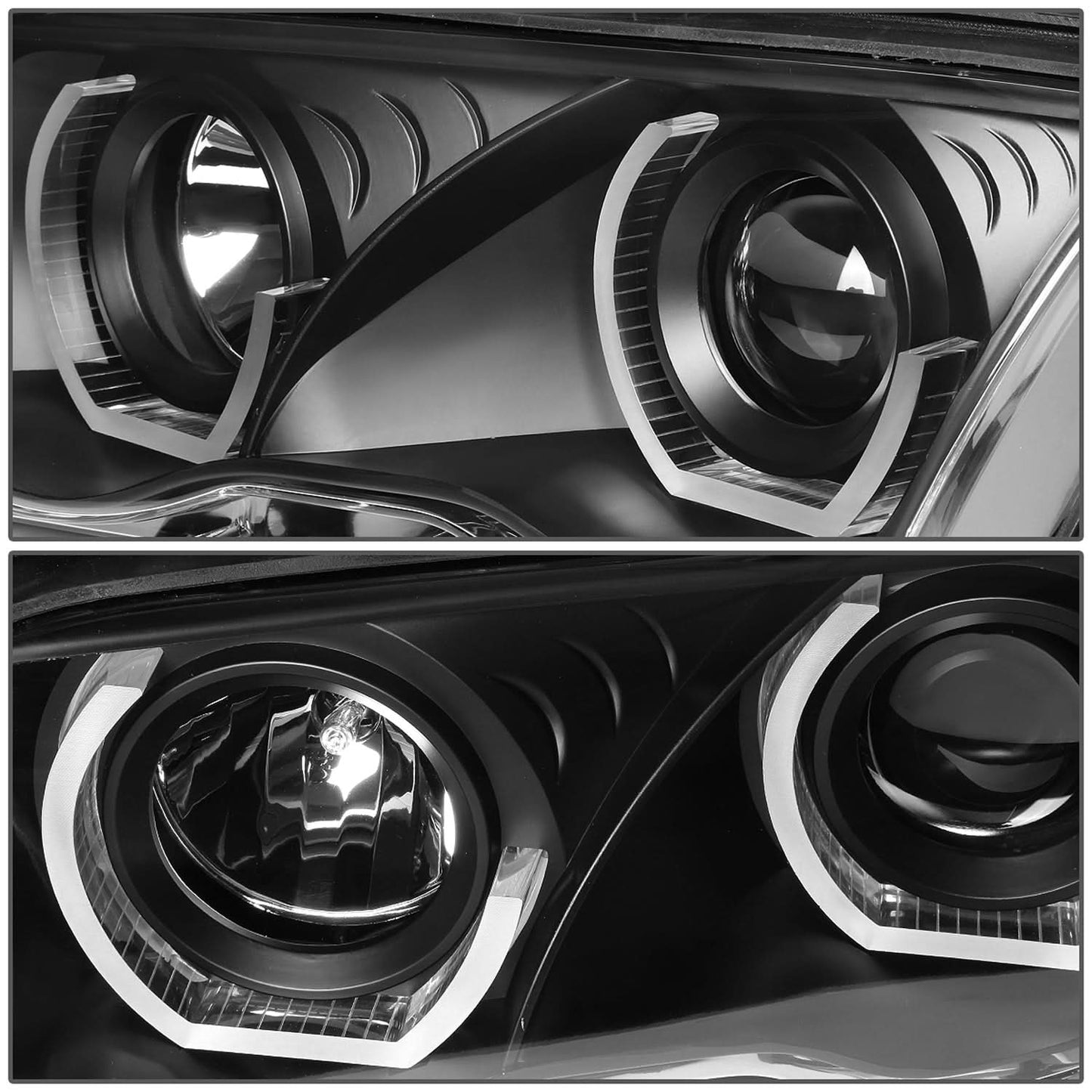 99-01 BMW 3-Series 3D Crystal Halo Projector LED Headlights Black