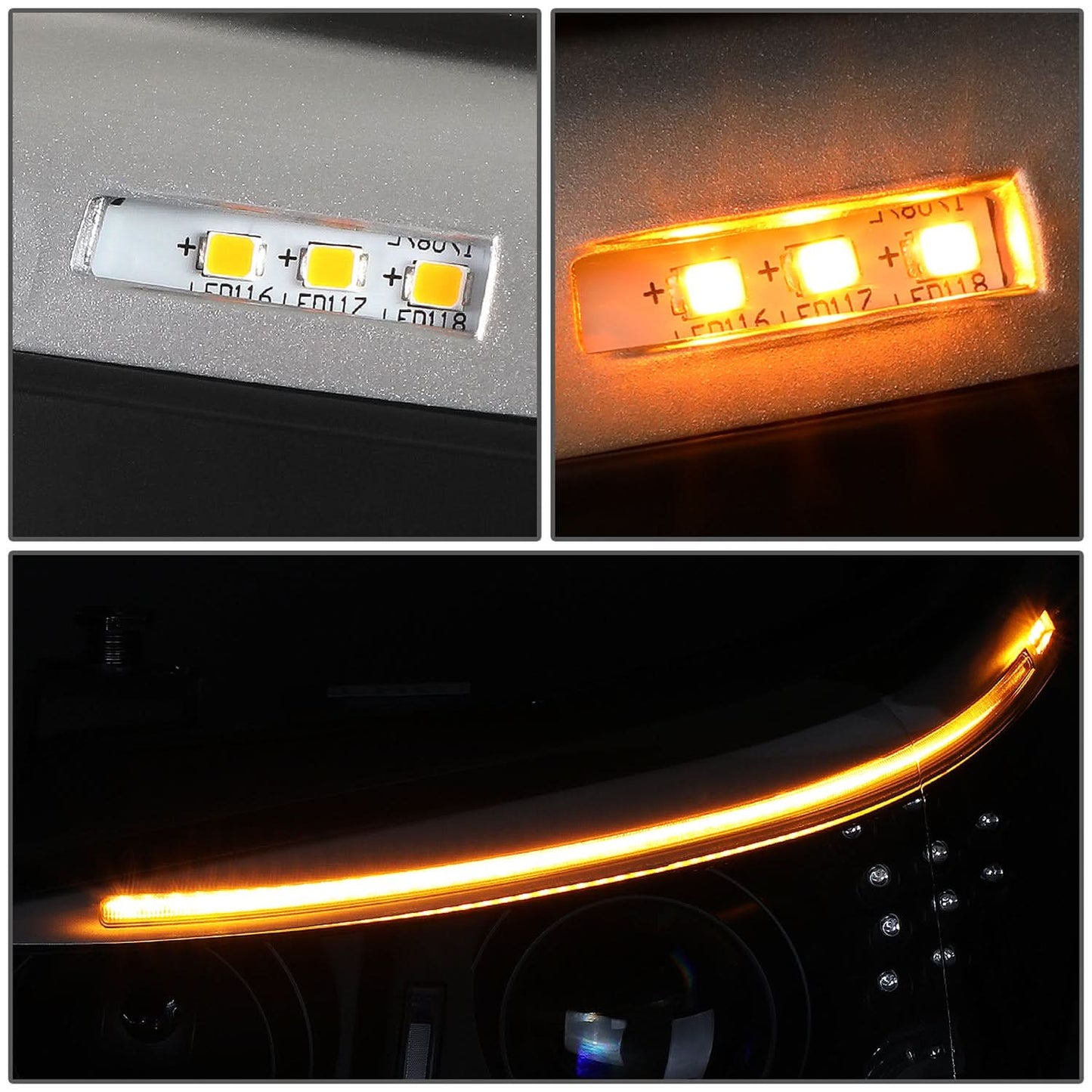 04-07 BMW 525I 530I 545I 550I 3D Halo Projector LED Headlights Black