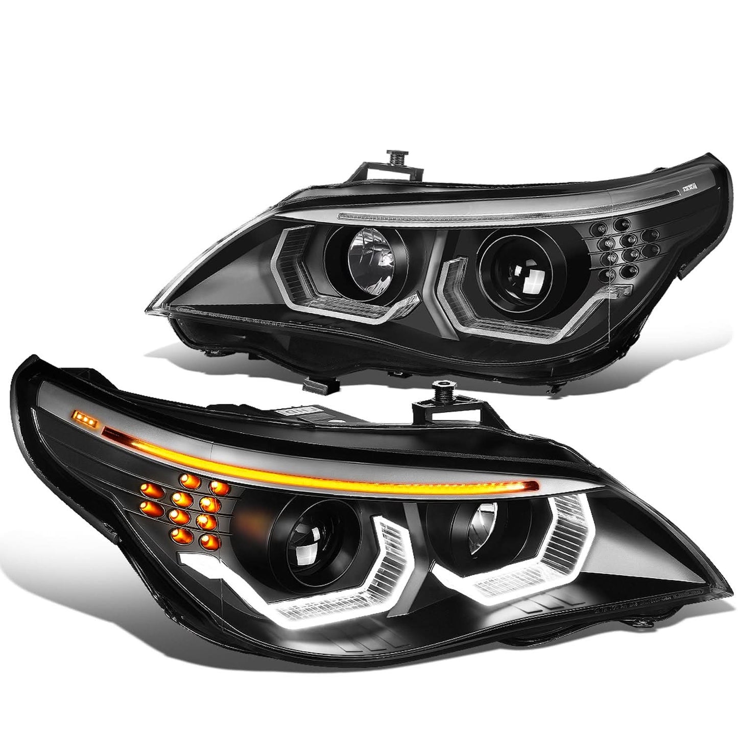 04-07 BMW 525I 530I 545I 550I 3D Halo Projector LED Headlights Black