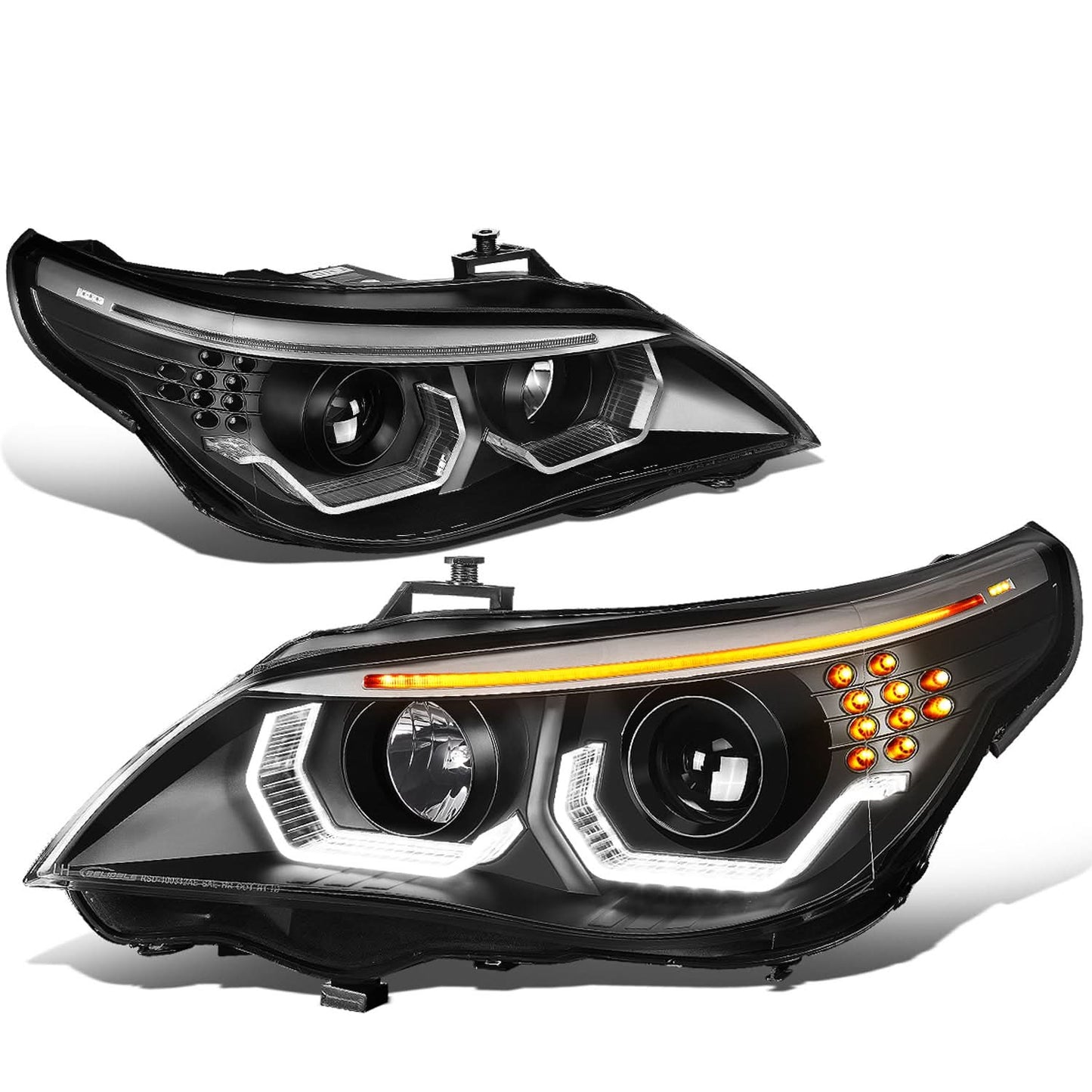 04-07 BMW 525I 530I 545I 550I 3D Halo Projector LED Headlights Black