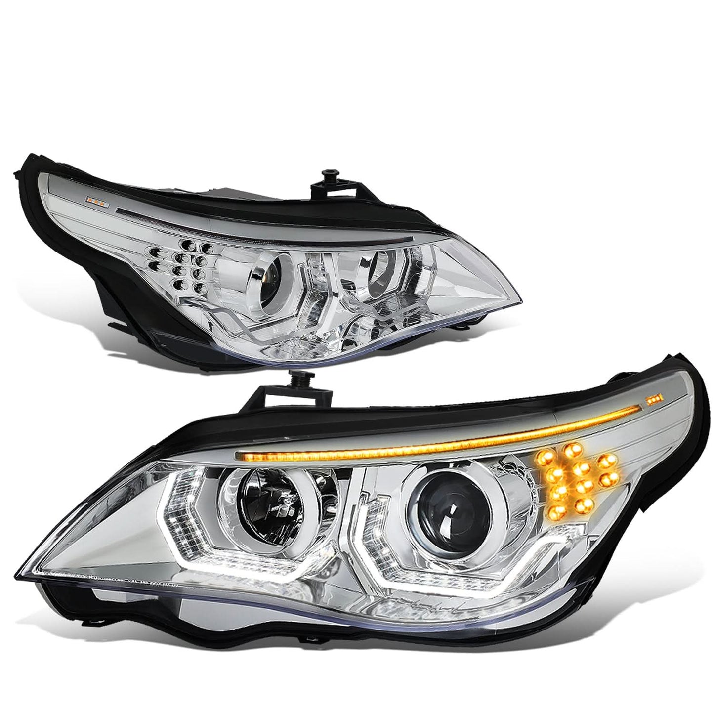 04-07 BMW 5 Series LED Headlights Chrome Housing H1/H7 Bulbs