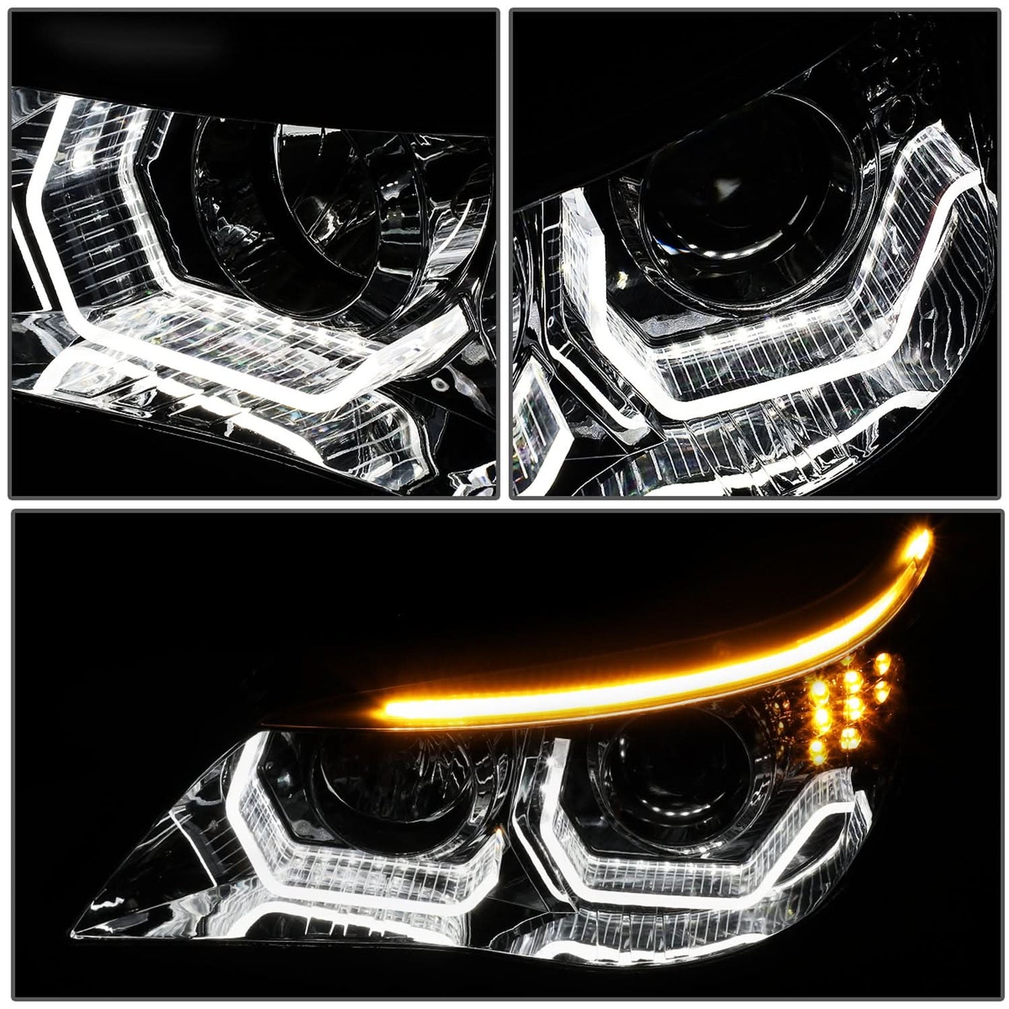 04-07 BMW 5 Series LED Headlights Chrome Housing H1/H7 Bulbs