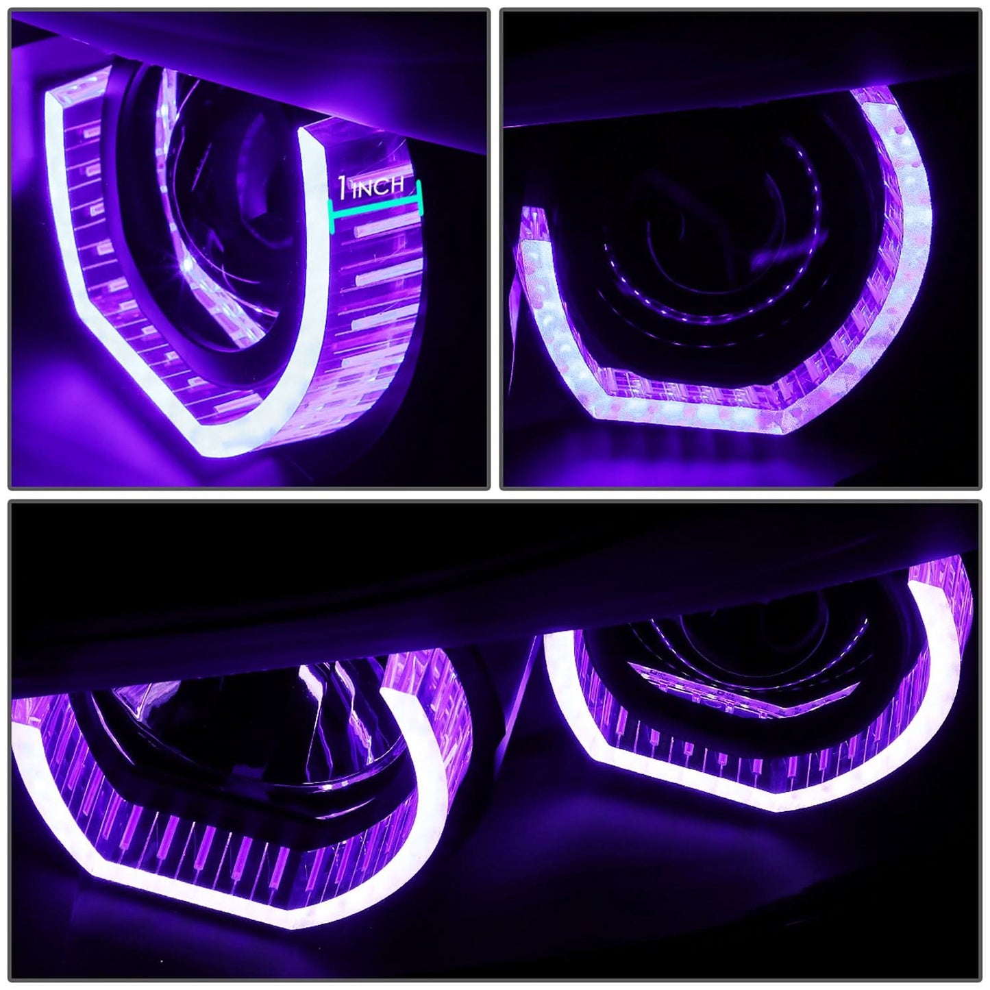 06-08 BMW 3-Series Crystal Halo Projector LED Headlights Black