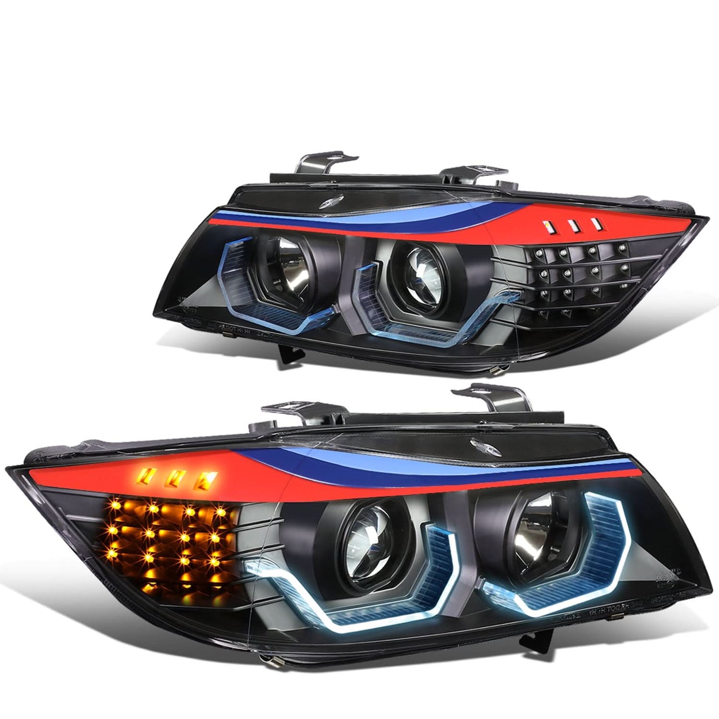 06-12 BMW 3-Series E90 3D Crystal Halo Projector LED Headlights