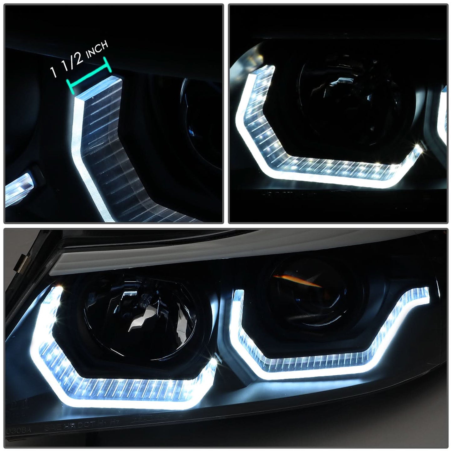06-12 BMW 3-Series E90 3D Crystal Halo Projector LED Headlights
