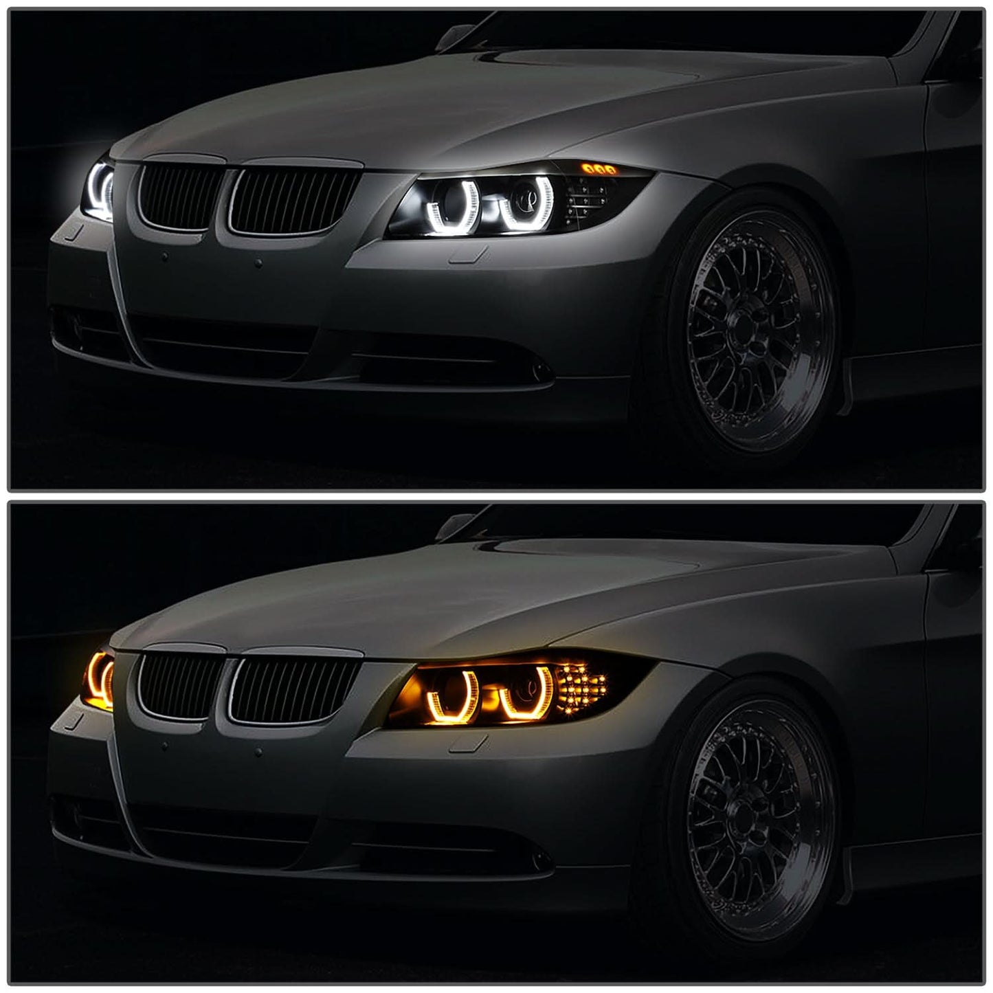06-12 BMW 3-Series E90 3D Crystal Halo Projector Sequential Headlights