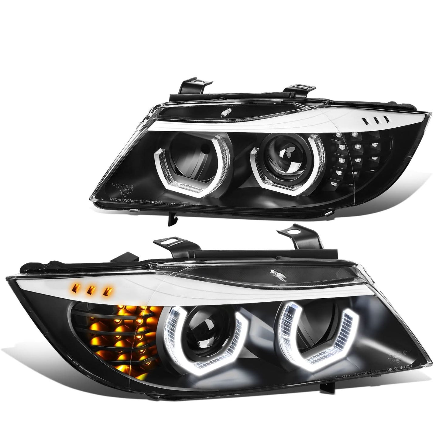 06-12 BMW 3-Series E90 3D Crystal Halo Projector Sequential Headlights