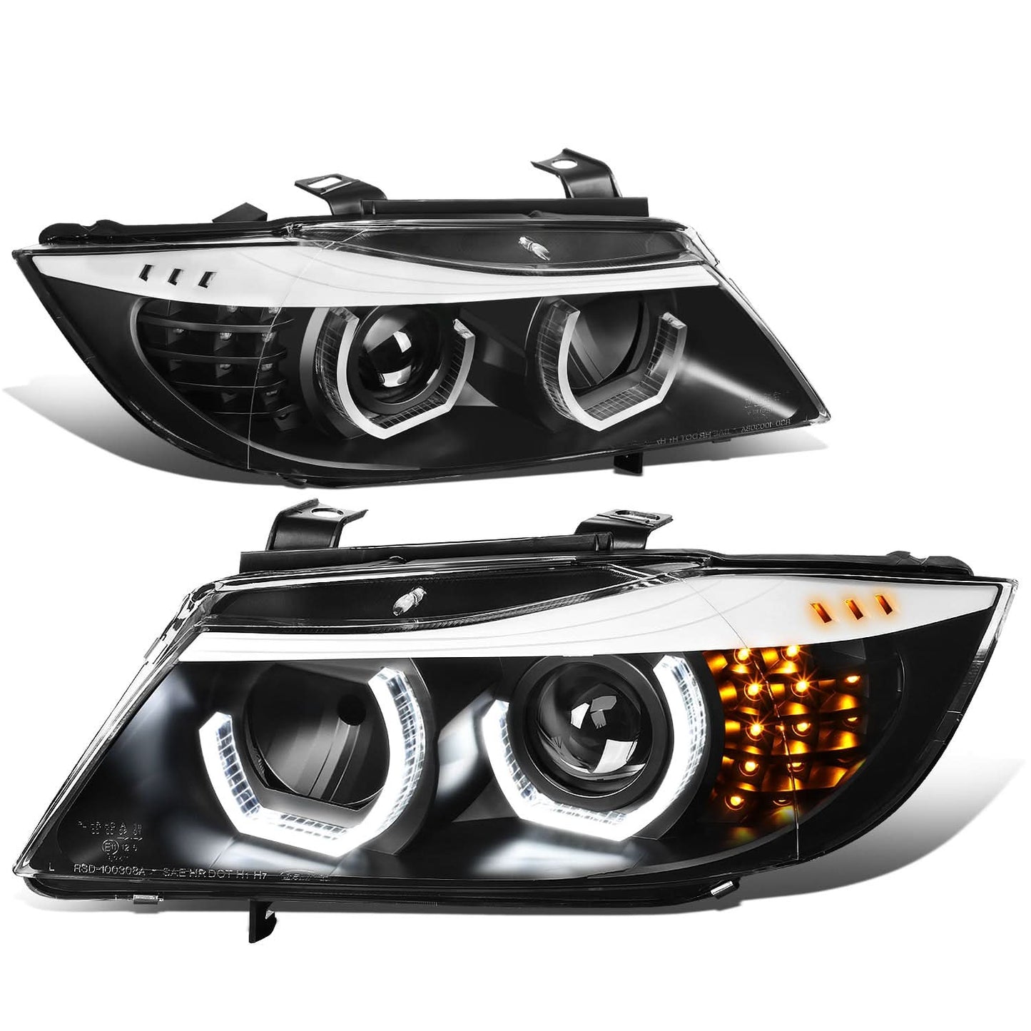 06-12 BMW 3-Series E90 3D Crystal Halo Projector Sequential Headlights