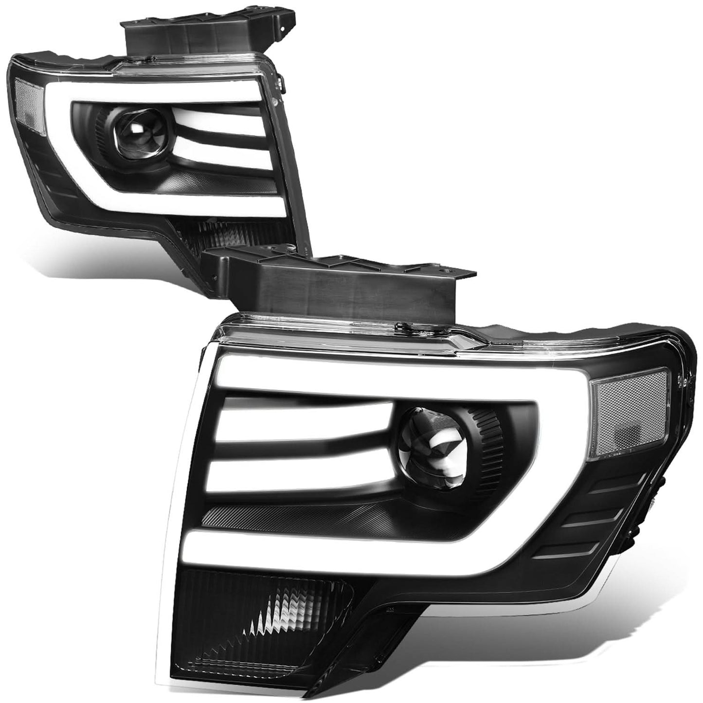09-14 Ford F-150 3D LED Projector Headlights Black Housing