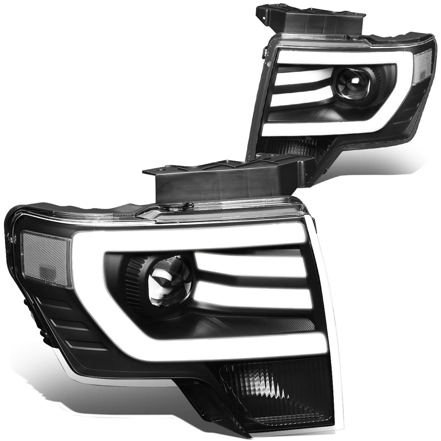 09-14 Ford F-150 3D LED Projector Headlights Black Housing