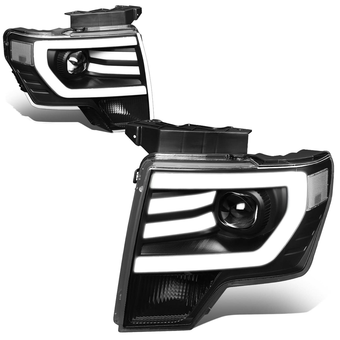 09-14 Ford F-150 3D LED Projector Headlights Black Housing
