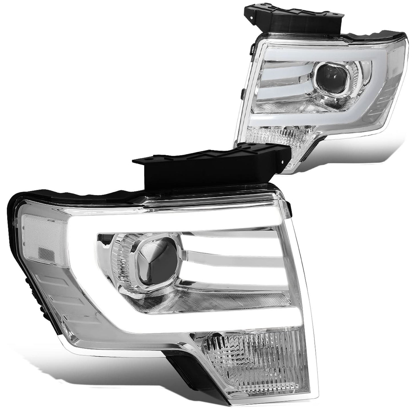 2009-2014 Ford F-150 3D LED Projector Headlights Chrome Housing
