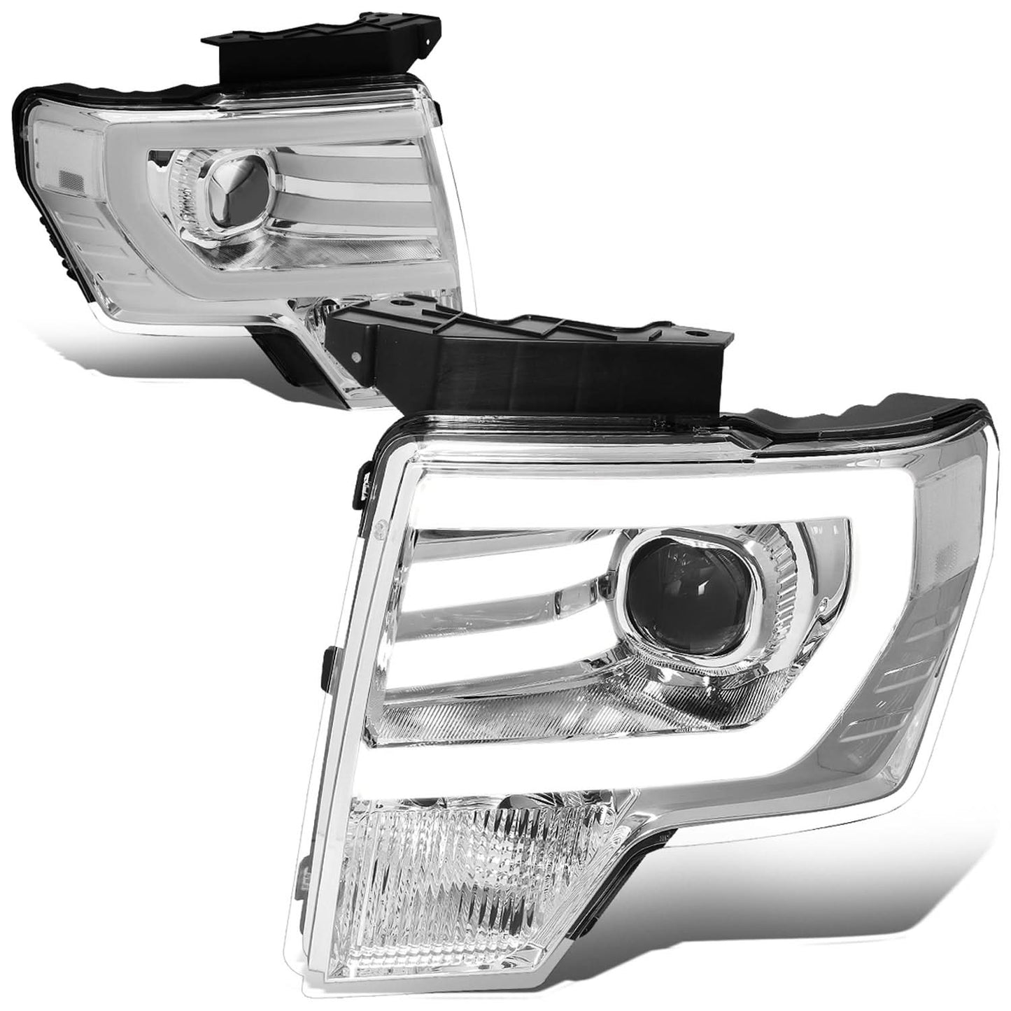 2009-2014 Ford F-150 3D LED Projector Headlights Chrome Housing