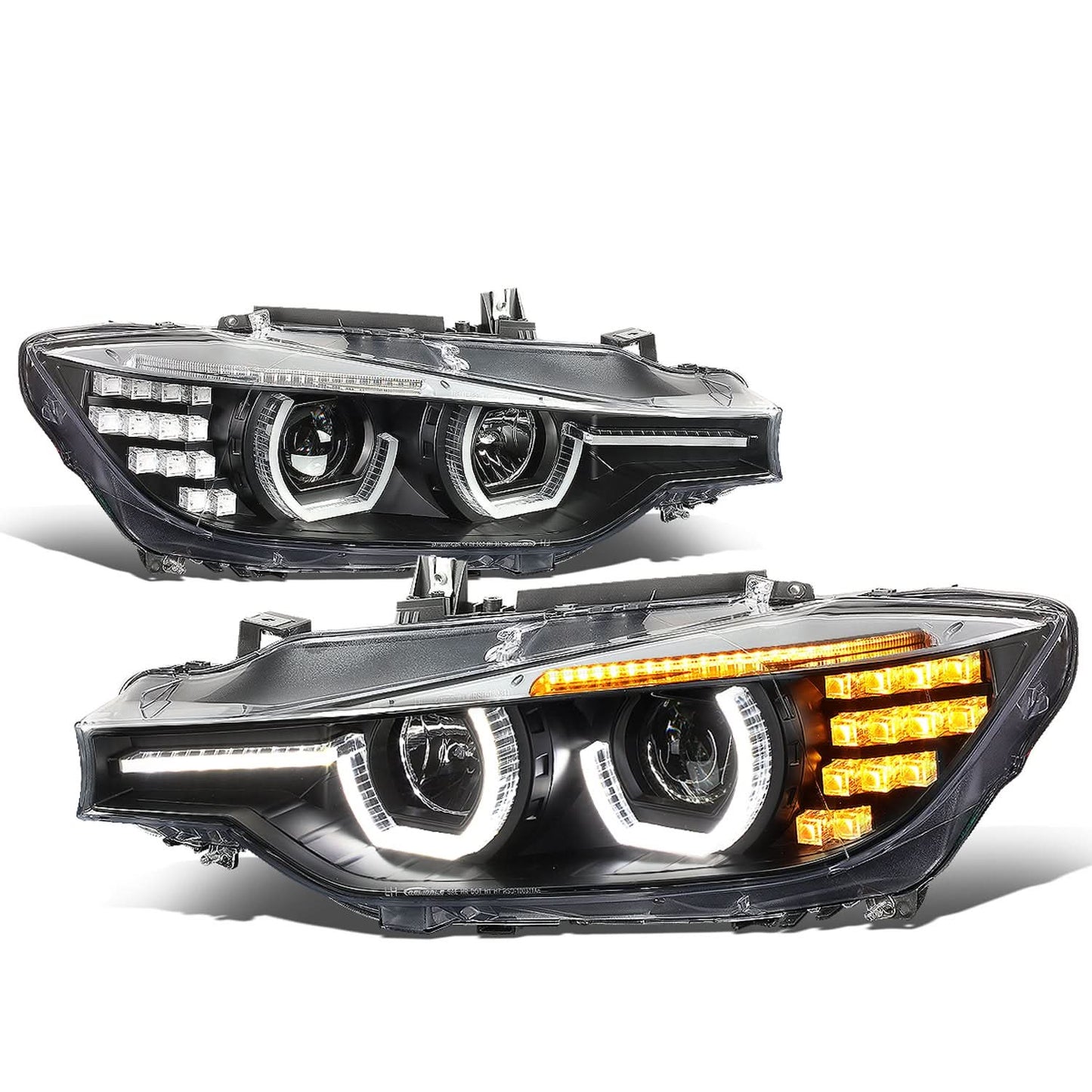 2012-2016 BMW F30 3-Series 3D LED Bar Headlights Black Housing