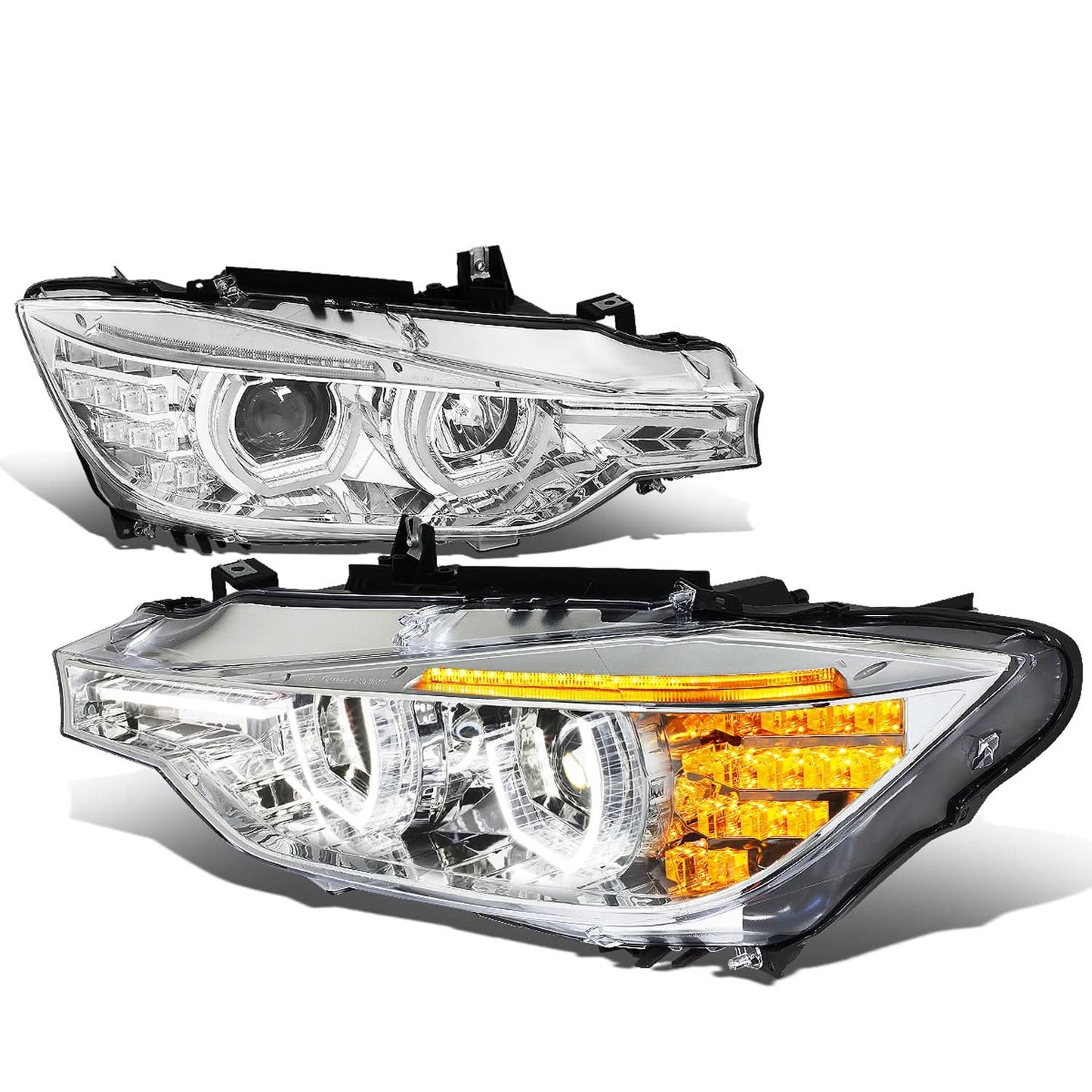 2012-2016 BMW F30 3-Series 3D LED Bar Headlights Chrome Housing