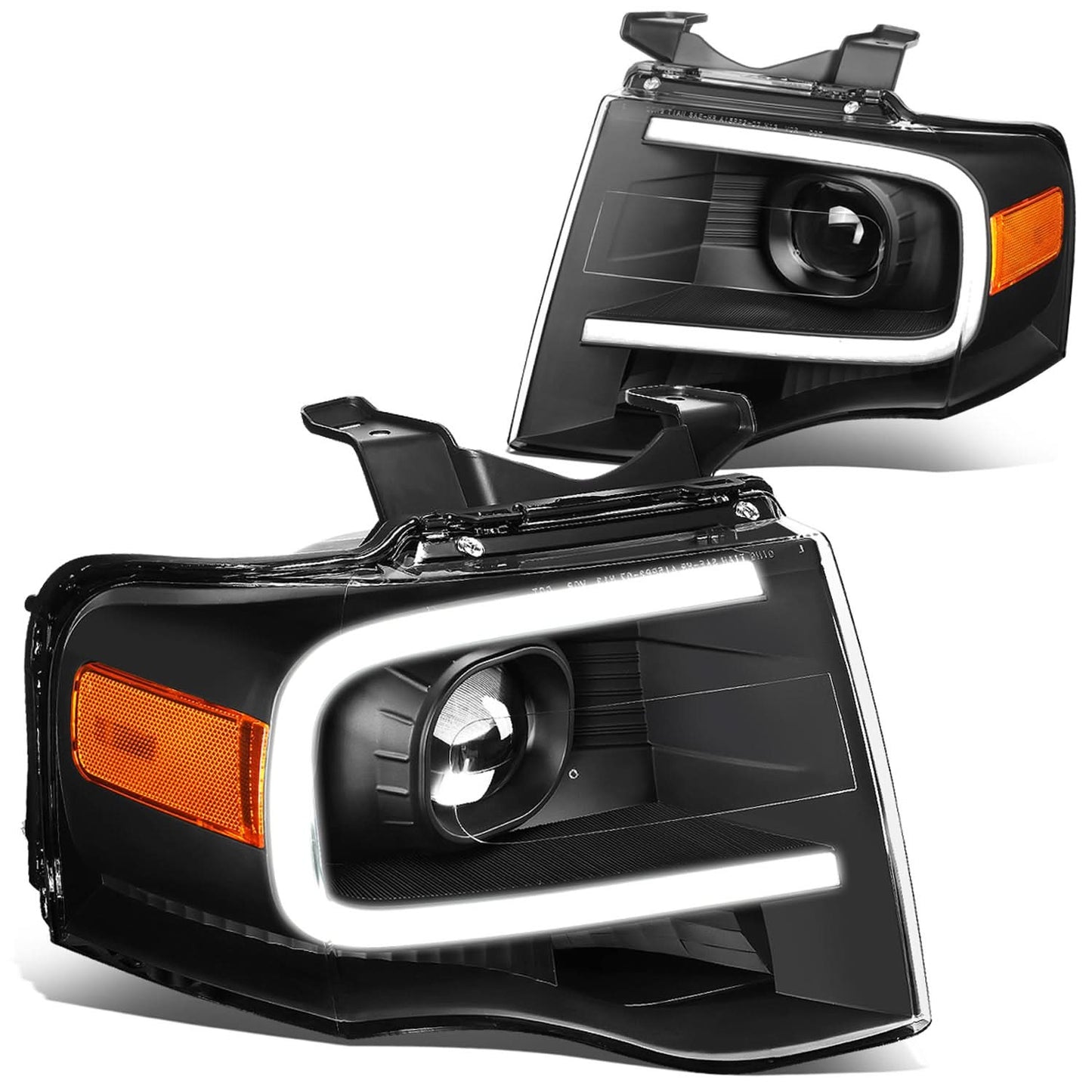 07-14 Ford Expedition 3D LED DRL Projector Headlights Black Housing