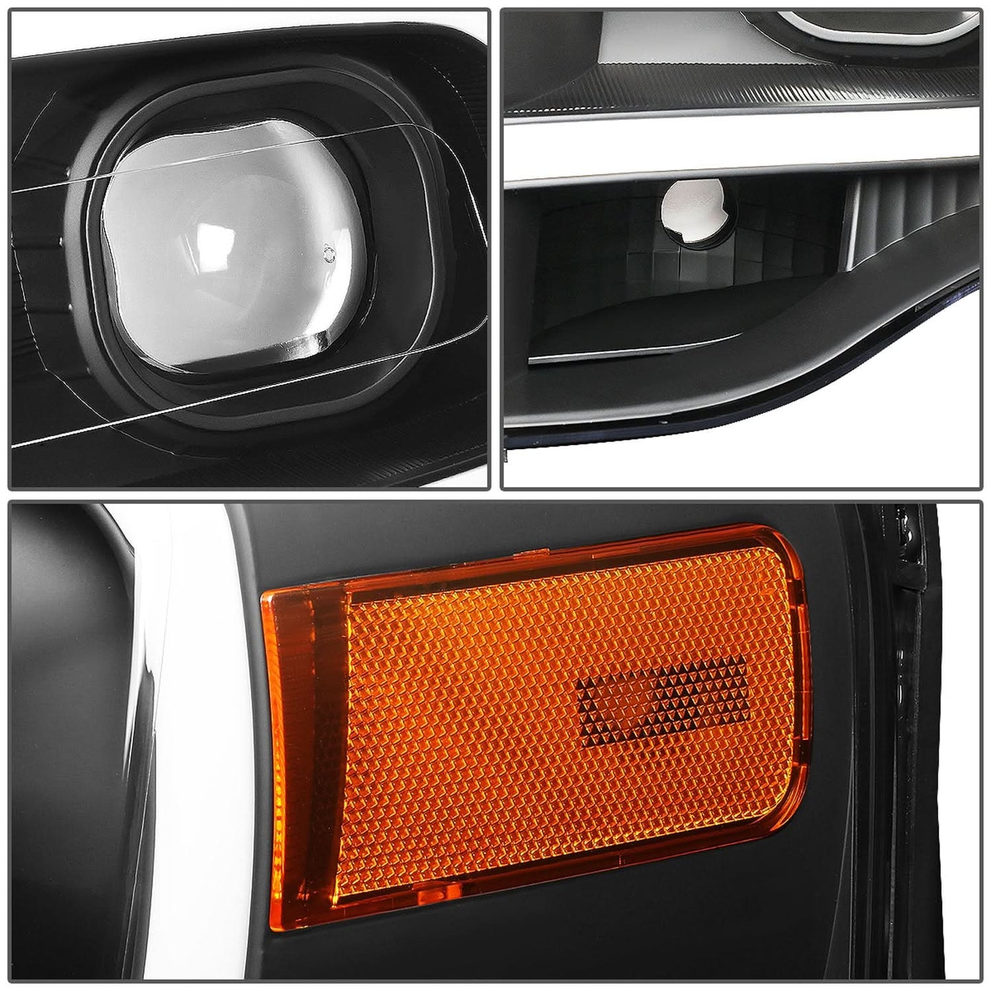 07-14 Ford Expedition 3D LED DRL Projector Headlights Black Housing
