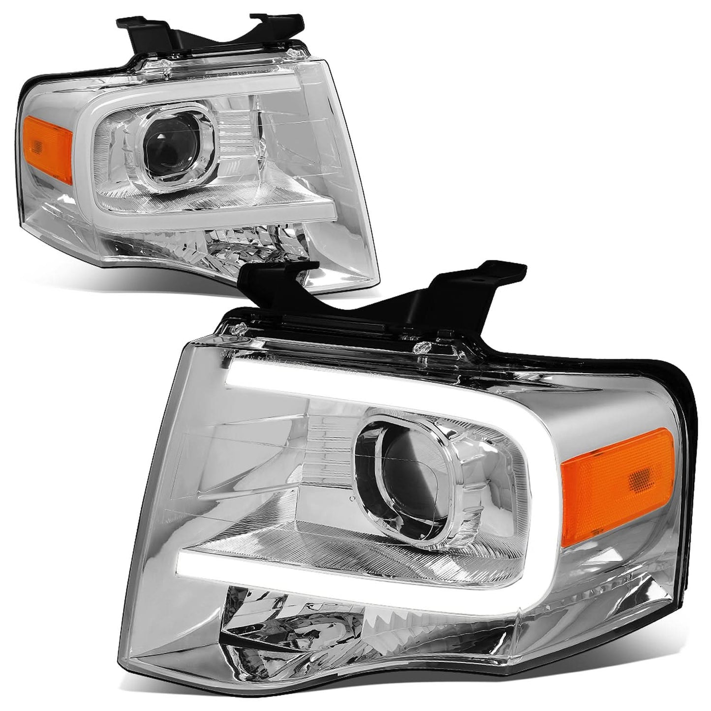 2007-2014 Ford Expedition 3D LED DRL Projector Headlights Chrome