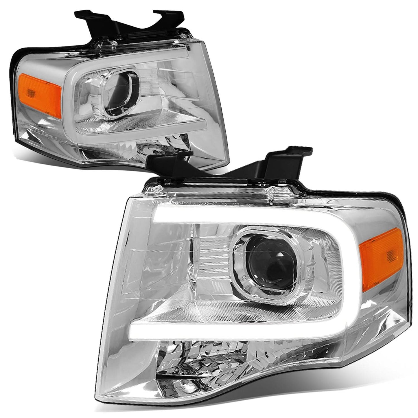 2007-2014 Ford Expedition 3D LED DRL Projector Headlights Chrome