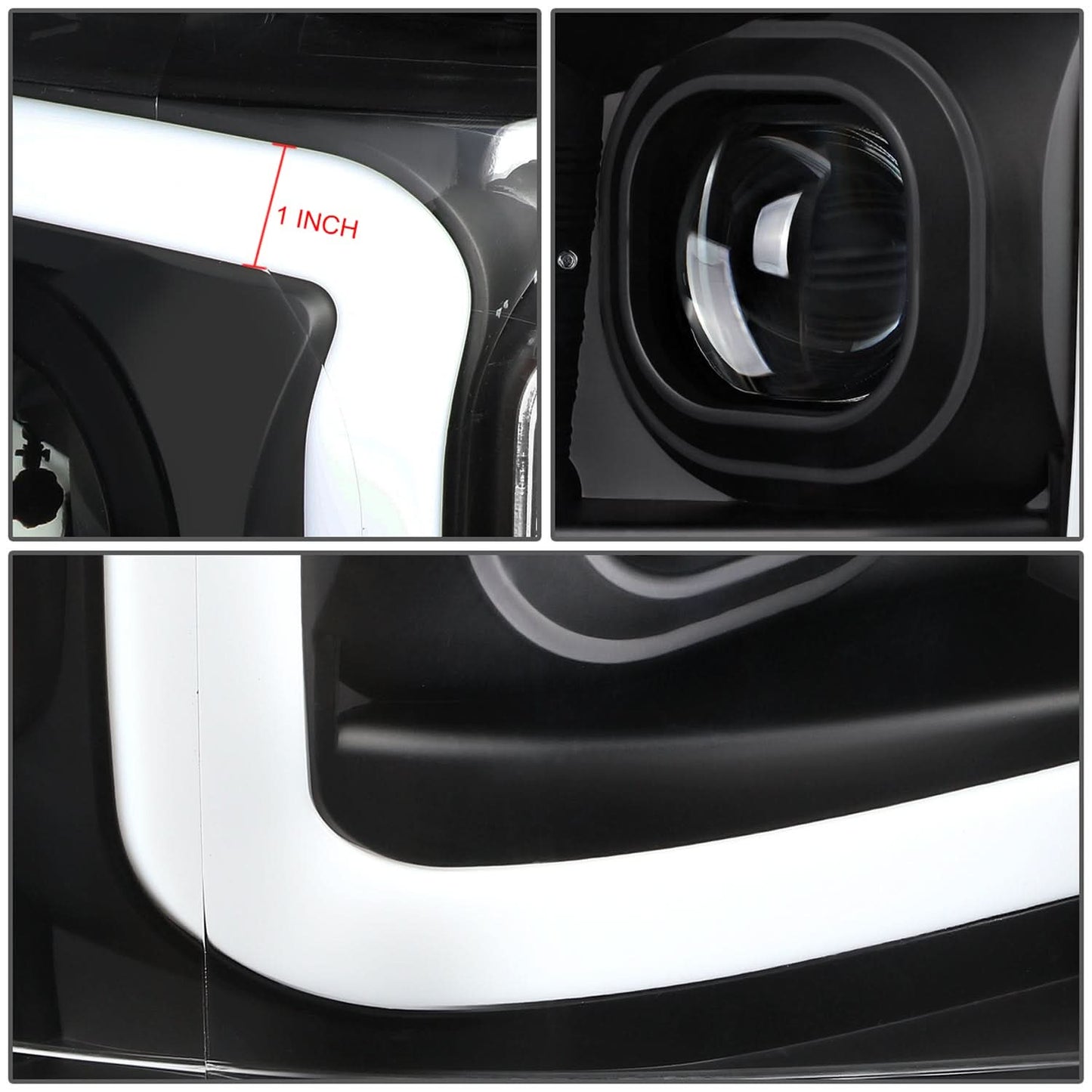 2004-2008 Ford F-150 3D LED C-Bar Headlights Black Housing Clear Corner