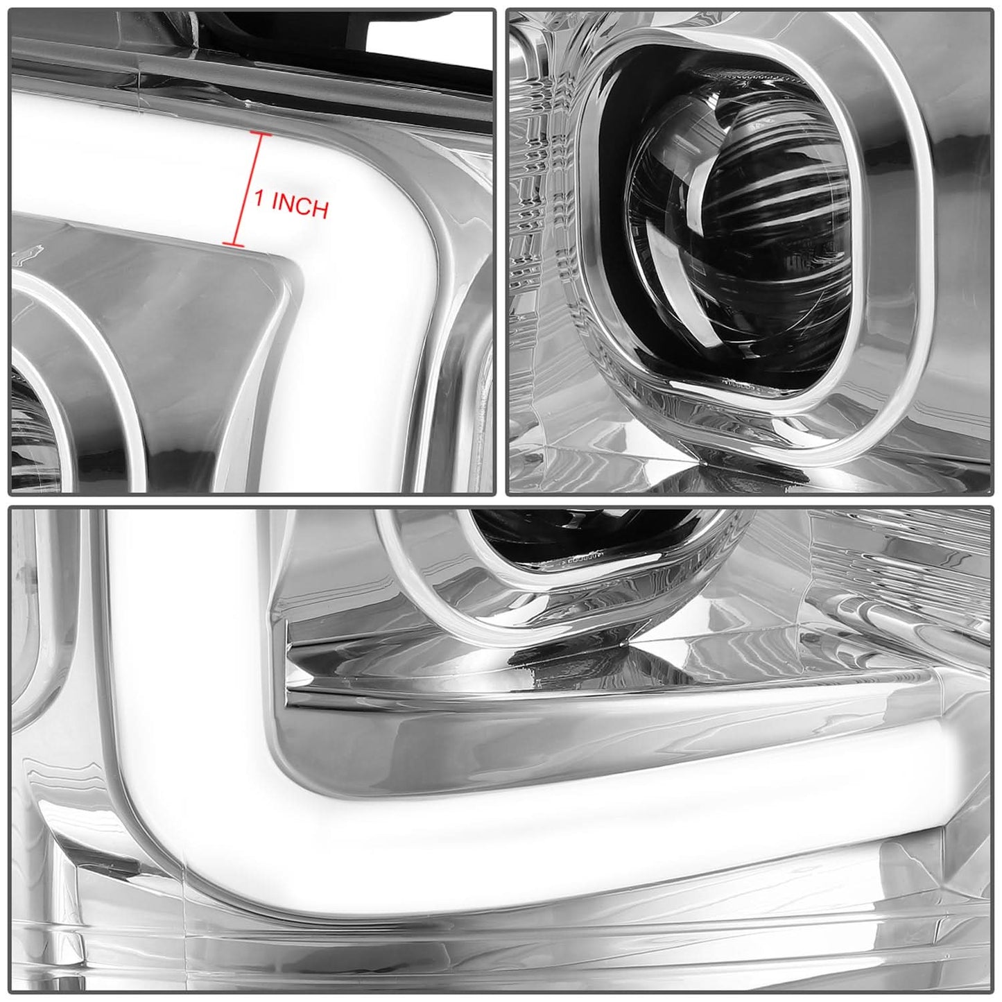 04-08 Ford F-150 / 06-08 Lincoln Mark LT 3D LED C-Bar Headlights Chrome