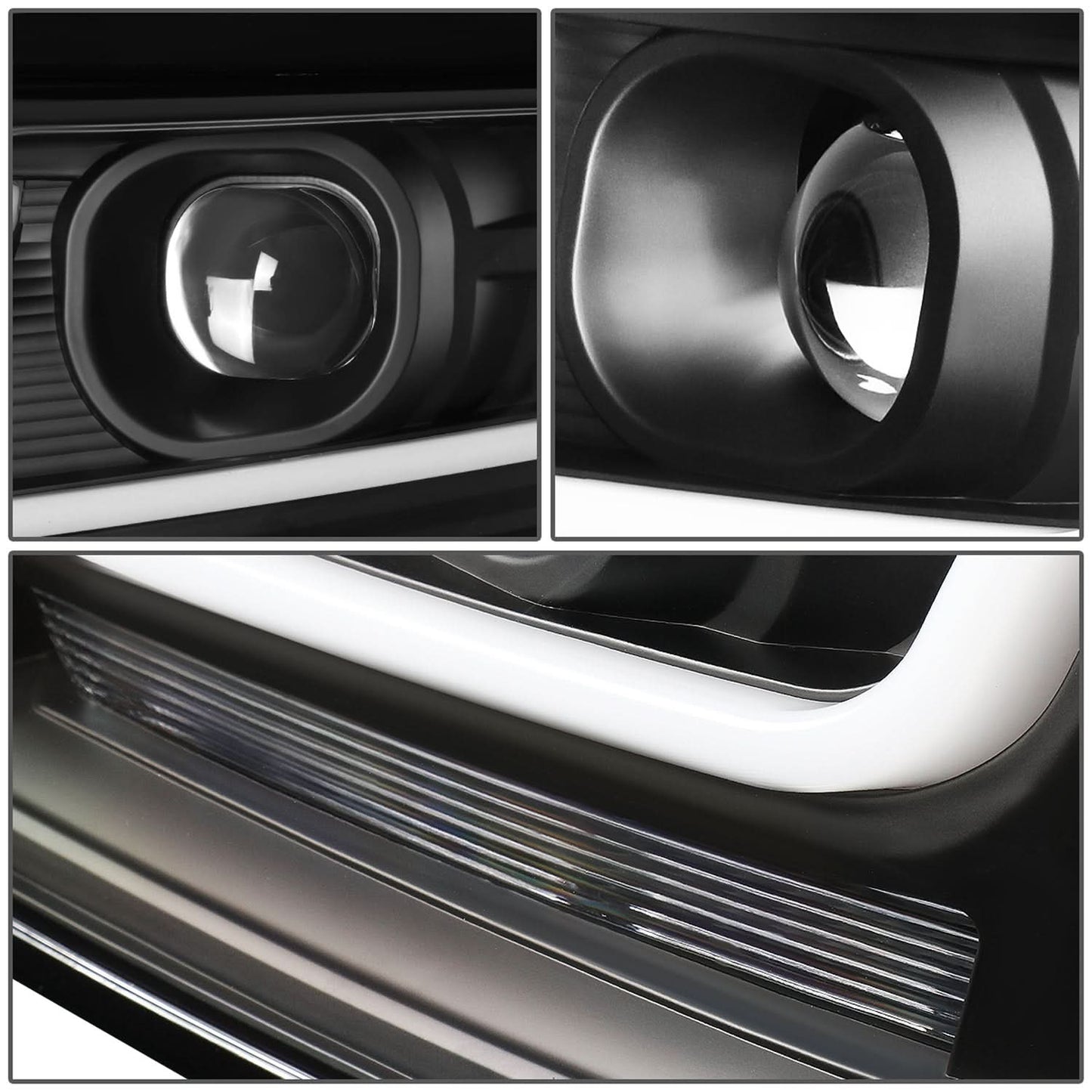 15-18 Chevrolet Suburban/Tahoe 3D LED Projector Headlights Black/Amber