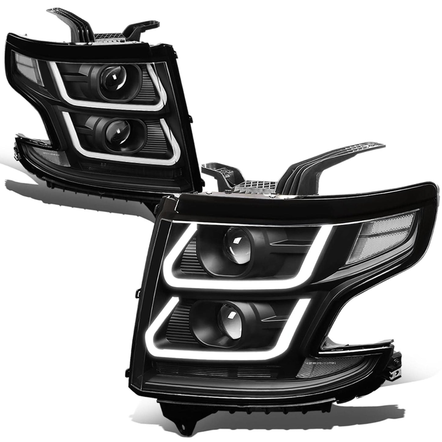 15-18 Chevrolet Suburban/Tahoe 3D LED Projector Headlights Black