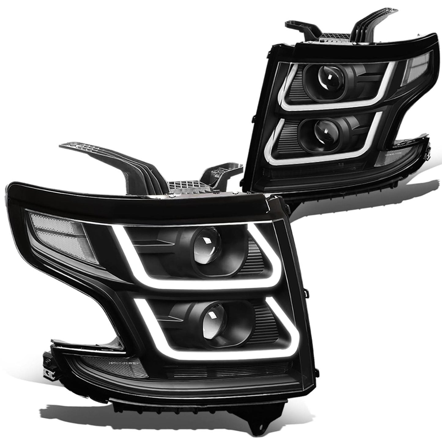 15-18 Chevrolet Suburban/Tahoe 3D LED Projector Headlights Black