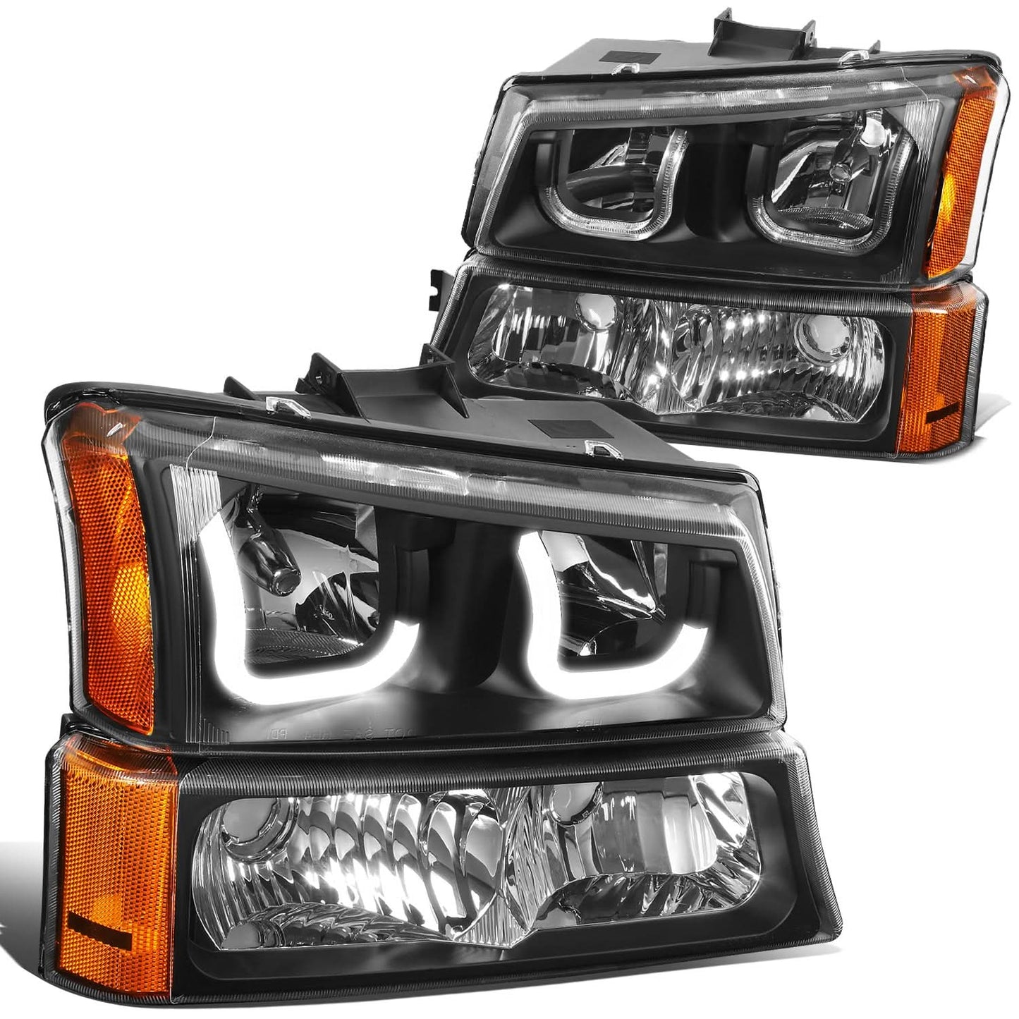 03-07 Chevrolet Silverado J-Halo LED DRL Headlights 4PC Black