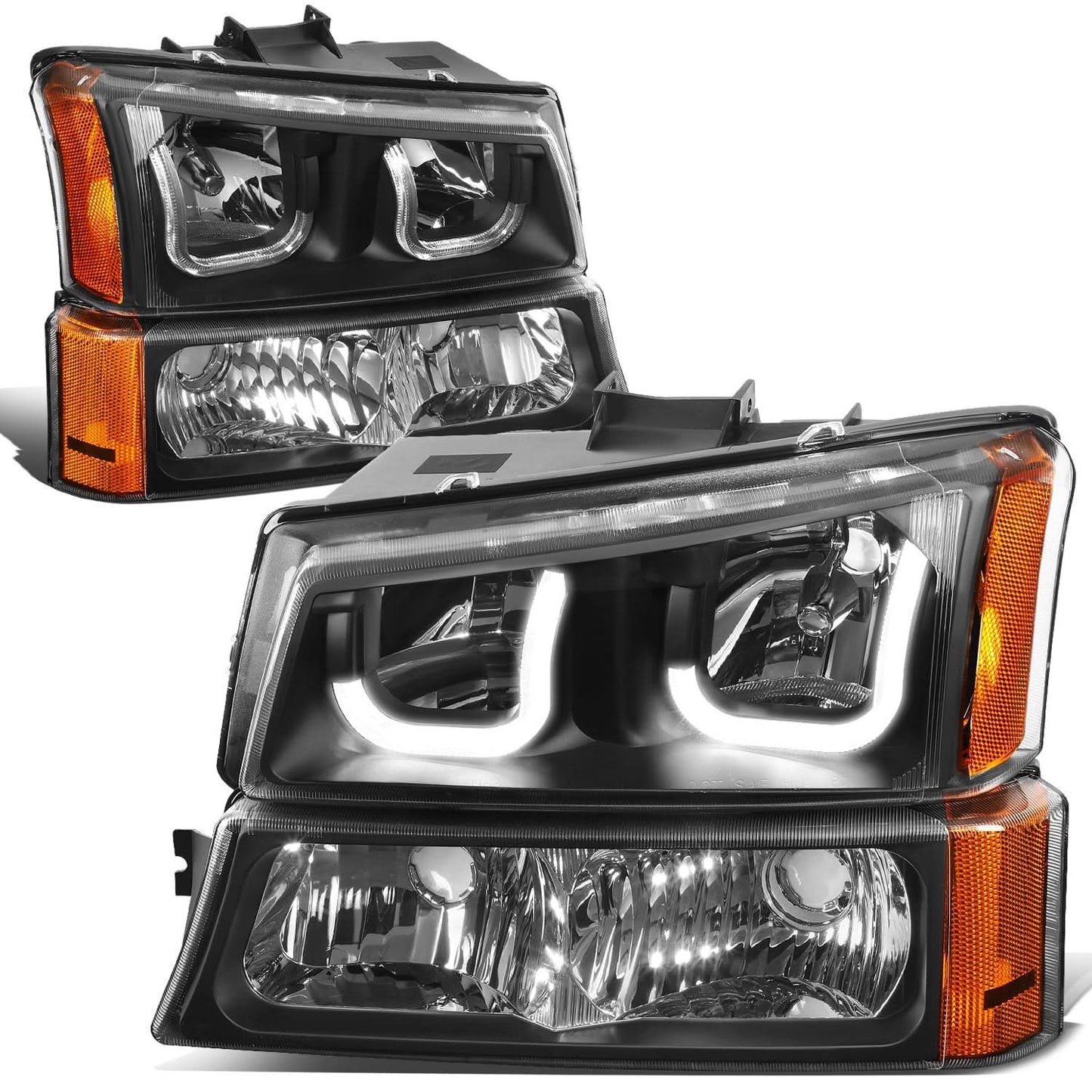 03-07 Chevrolet Silverado J-Halo LED DRL Headlights 4PC Black