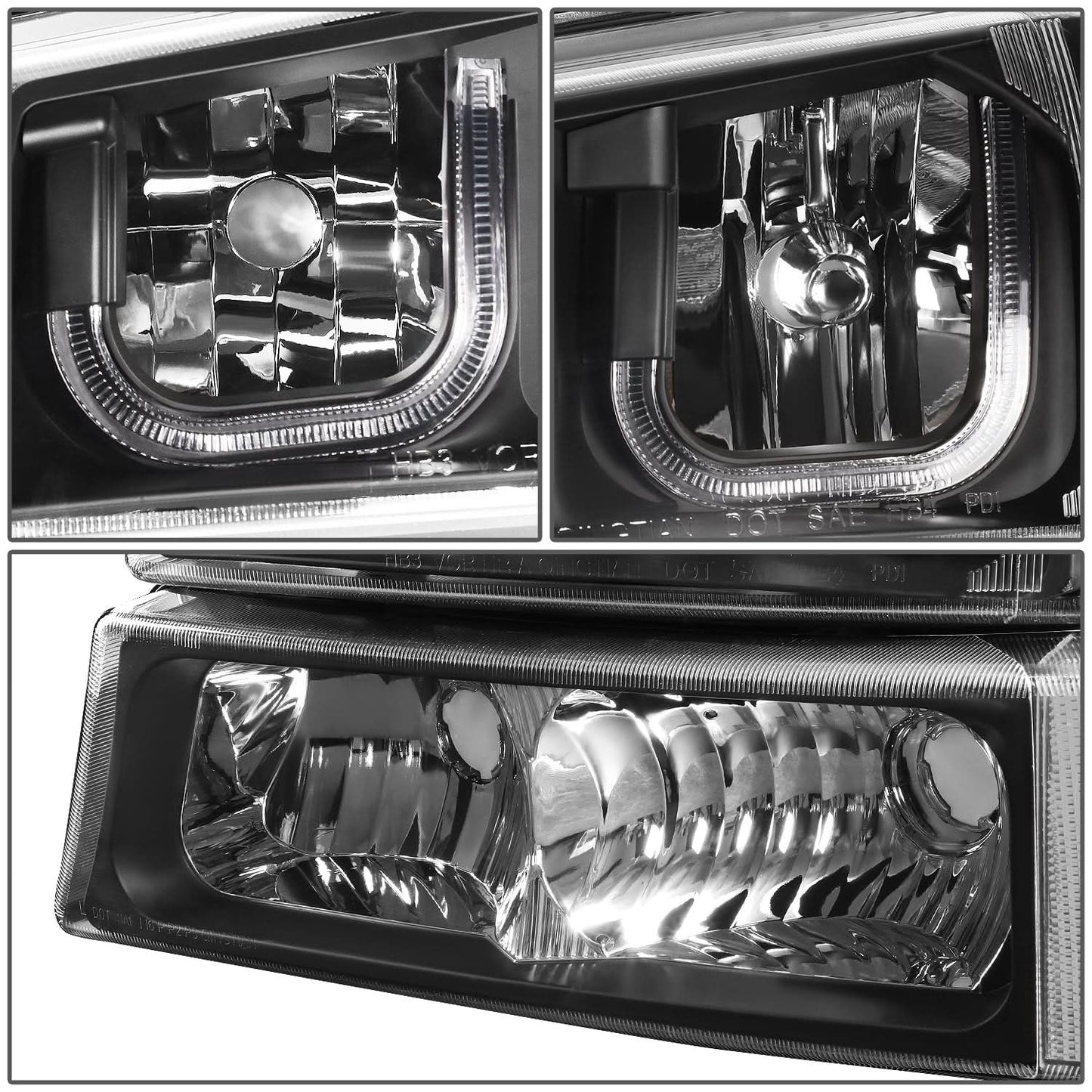03-07 Chevrolet Silverado J-Halo LED DRL Headlights 4PC Black Clear