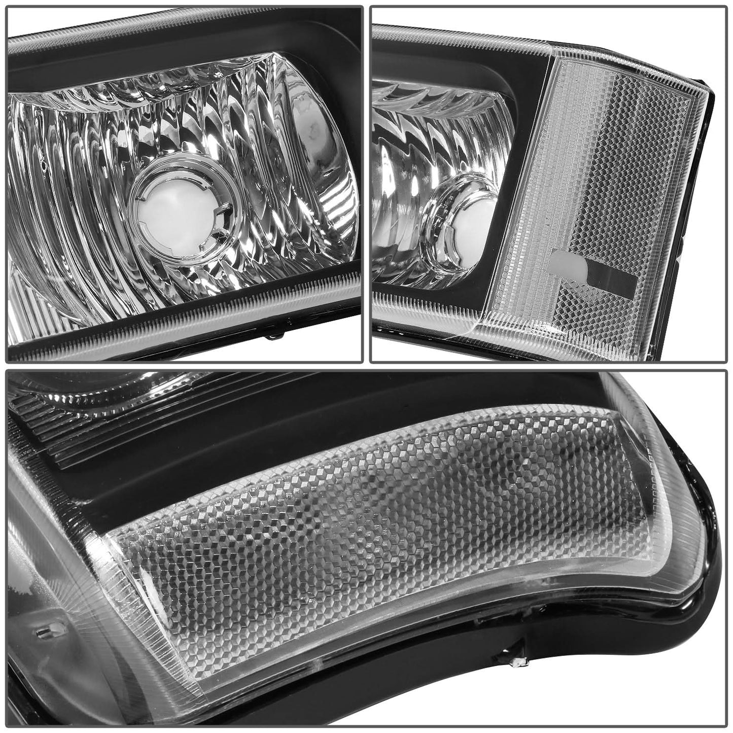 03-07 Chevrolet Silverado J-Halo LED DRL Headlights 4PC Black Clear