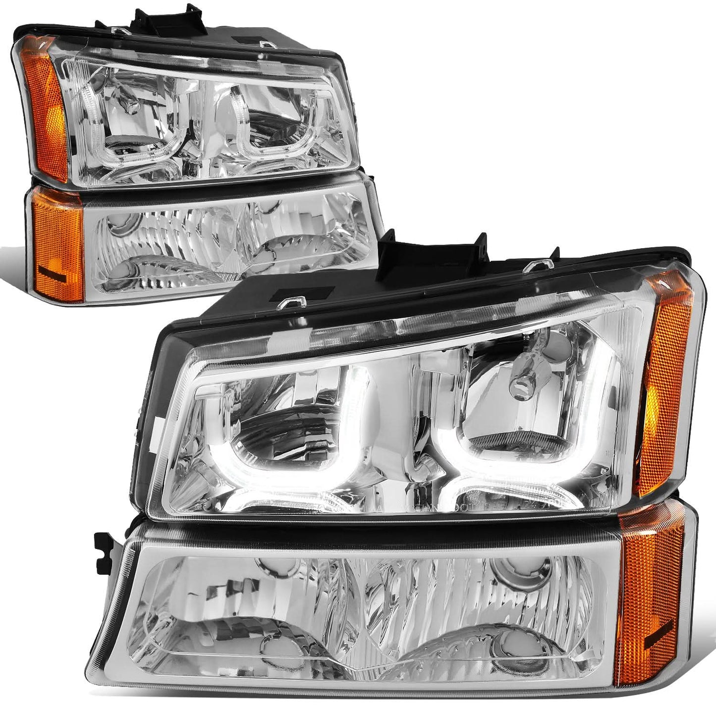 03-07 Chevrolet Silverado / Avalanche J-Halo LED DRL Headlights Chrome
