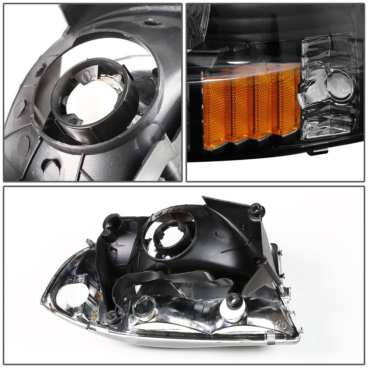 1997-2004 Dodge Durango Black Housing Headlights with Amber Corner