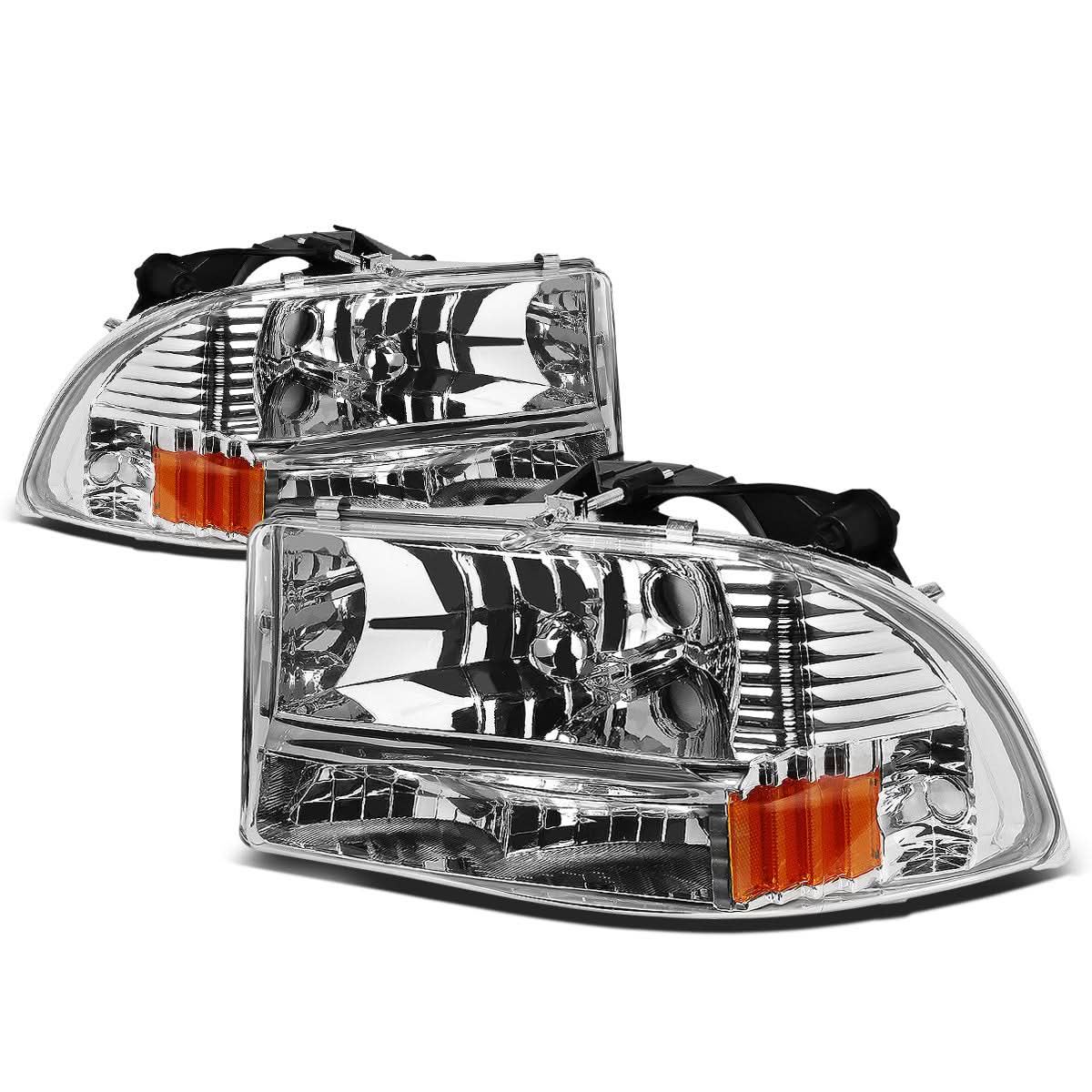 97-04 Dodge Durango Chrome Housing Amber Corner Headlights
