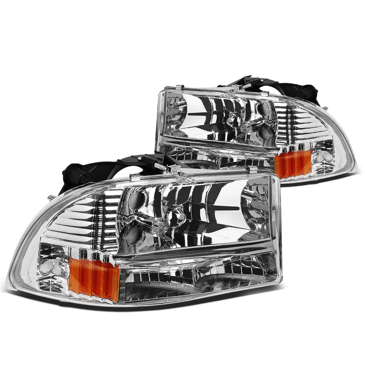 97-04 Dodge Durango Chrome Housing Amber Corner Headlights