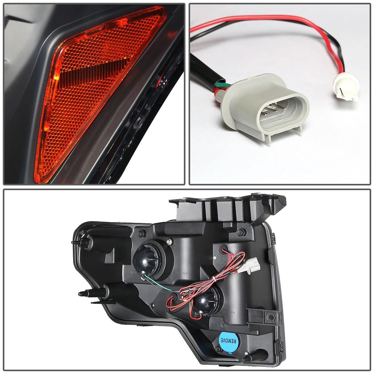 2009-2014 Ford F-150 LED Halo Projector Headlights - Black Housing