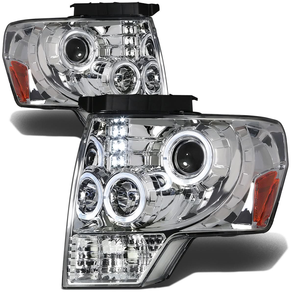09-14 Ford F-150 LED Halo Projector Headlights Chrome Housing