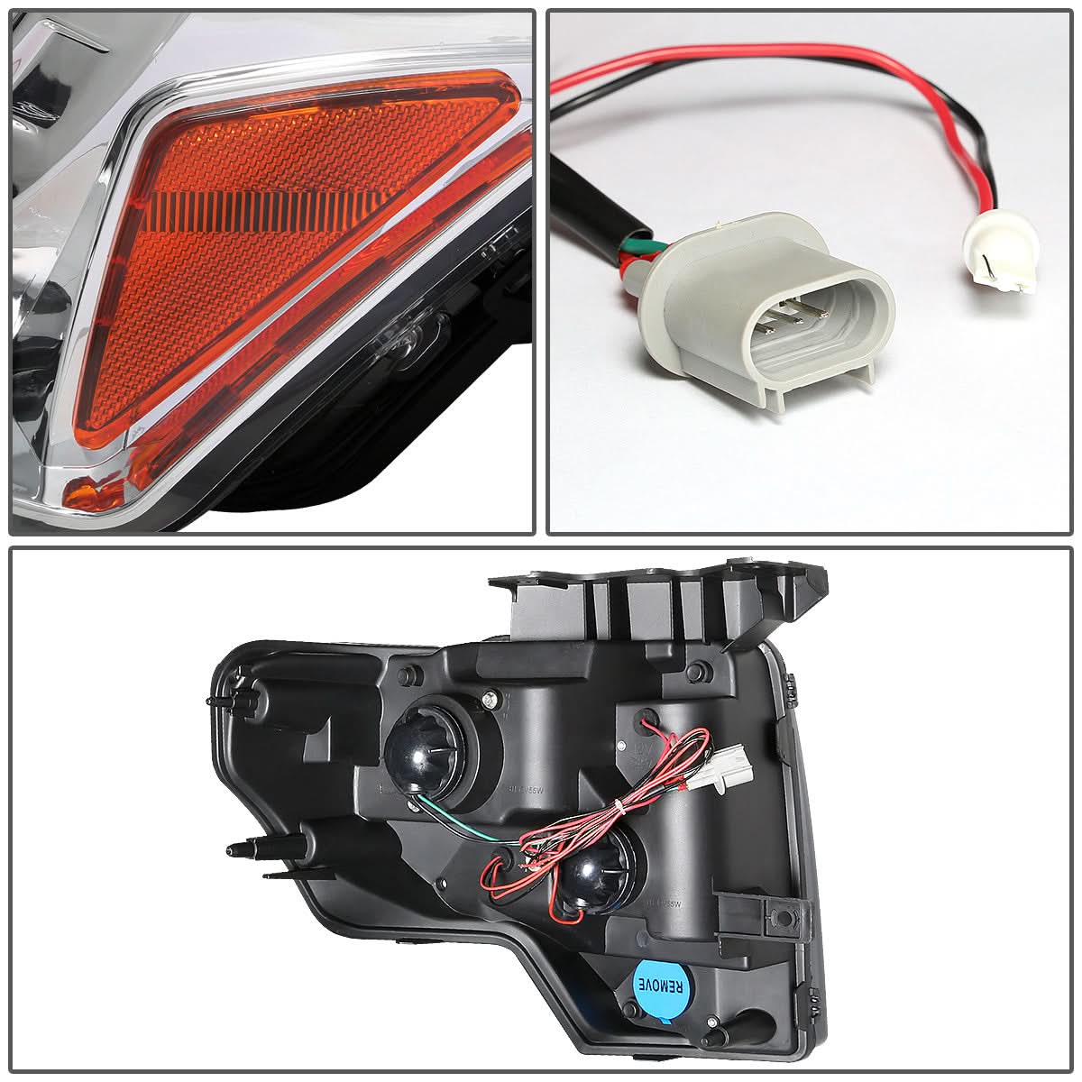 09-14 Ford F-150 LED Halo Projector Headlights Chrome Housing