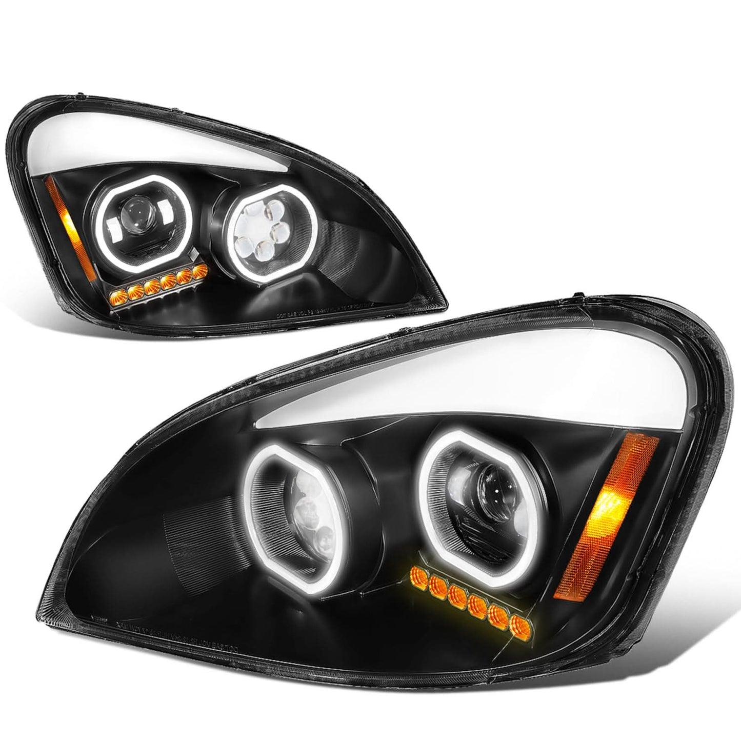 2008-2017 Freightliner Cascadia Black Housing LED Projector Headlights