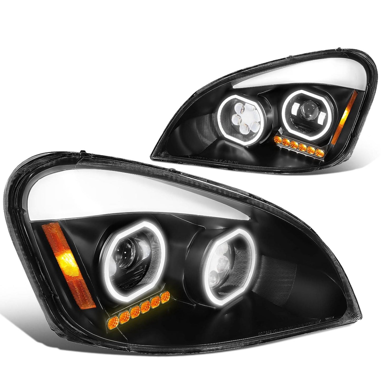2008-2017 Freightliner Cascadia Black Housing LED Projector Headlights