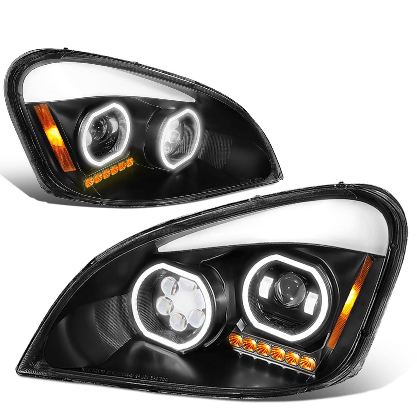 2008-2017 Freightliner Cascadia Black Housing LED Projector Headlights