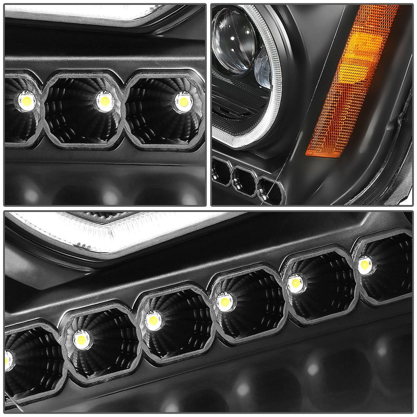 2008-2017 Freightliner Cascadia Black Housing LED Projector Headlights