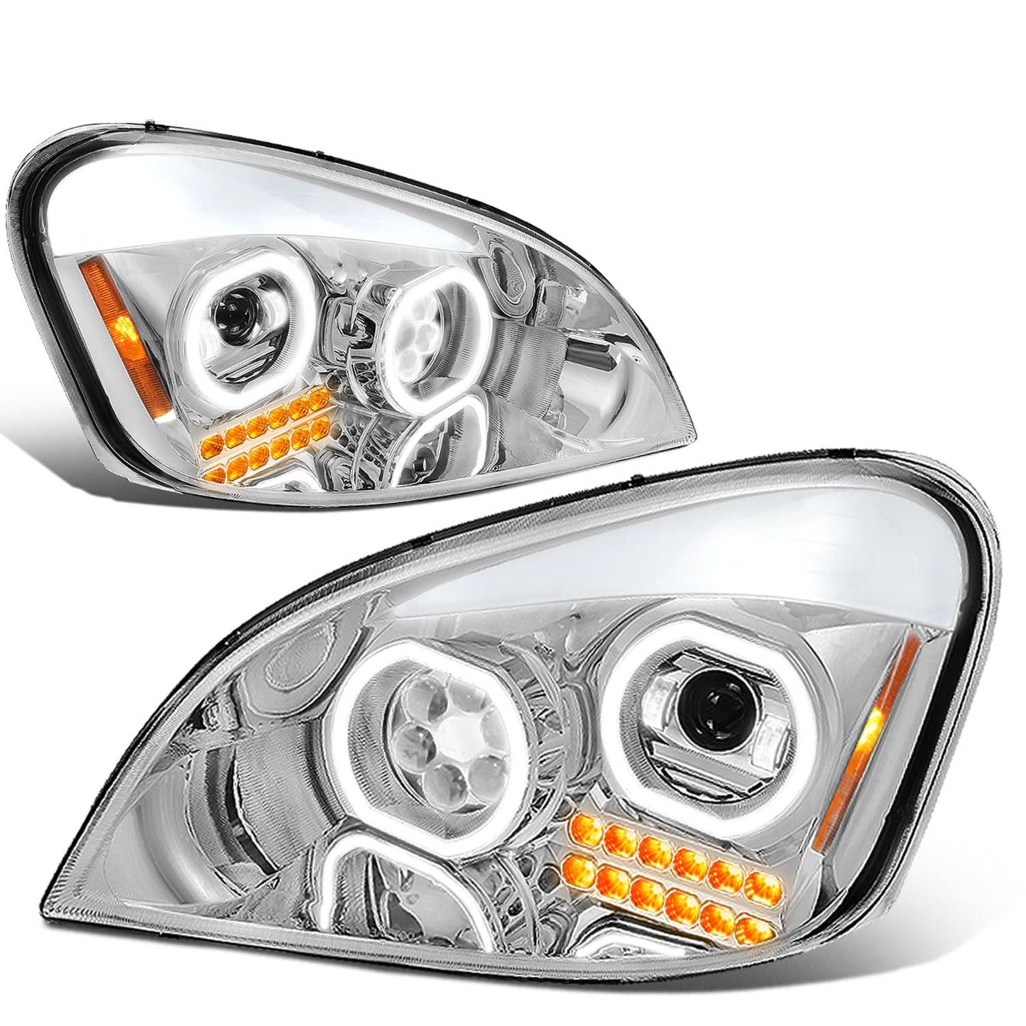 08-17 Freightliner Cascadia Chrome LED Projector Headlights
